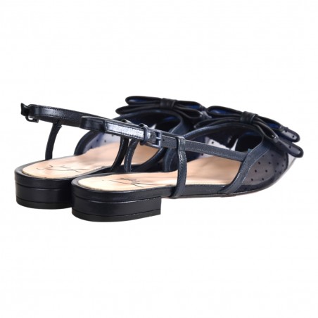 CHANEL TESSUTO RETE POIS C/FIOCCO FESTA DAISYS BLUE