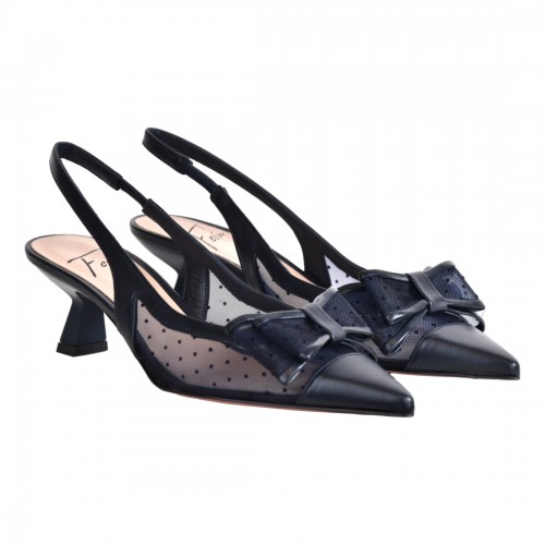 CHANEL TESSUTO RETE POIS C/FIOCCO FESTA LULAS BLU