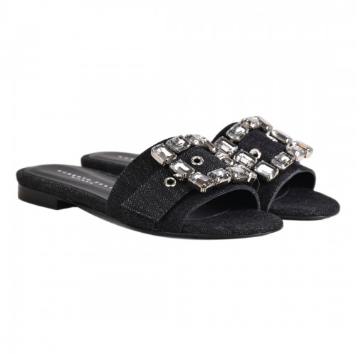 CIABATTA DENIM CON ACCESSORIO ROBERTO FESTA FADE NERO