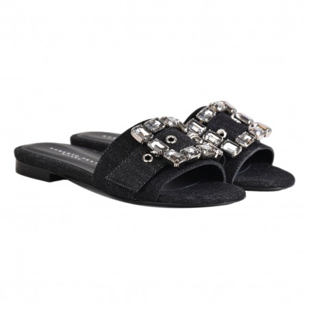CIABATTA DENIM CON ACCESSORIO ROBERTO FESTA FADE NERO