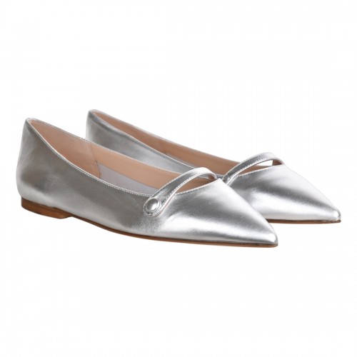 BALLERINA CINTURINO BOTTONE LA PARIGINA A5891-SF ARGENTO