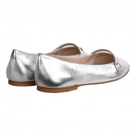BALLERINA CINTURINO BOTTONE LA PARIGINA A5891-SF ARGENTO