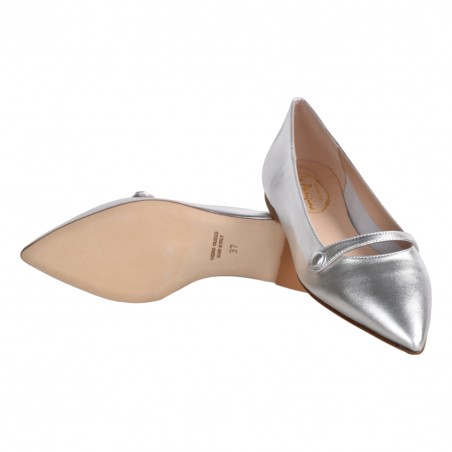 BALLERINA CINTURINO BOTTONE LA PARIGINA A5891-SF ARGENTO