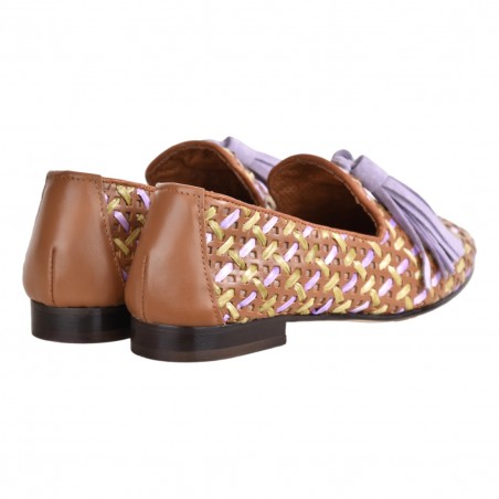 MOCASSINO INTRECCIO RAFFIA C/NAPPINE POESIE VENEZIANE JJA15 CUOIO