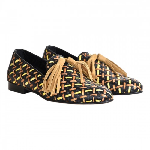 MOCASSINO INTRECCIO RAFFIA C/NAPPINE POESIE VENEZIANE JJA15 NERO