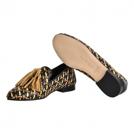 MOCASSINO INTRECCIO RAFFIA C/NAPPINE POESIE VENEZIANE JJA15 NERO