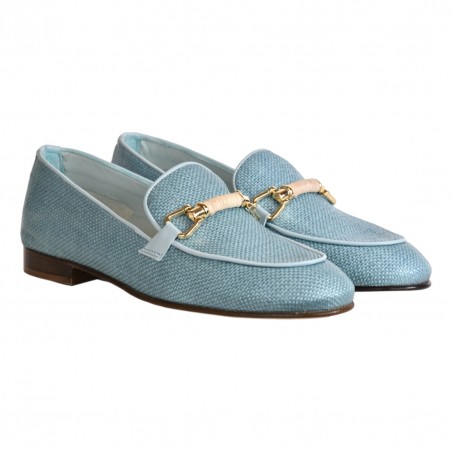 MOCASSINO RAFFIA CON MORSETTO POESIE VENEZIANE JJA8 CIELO