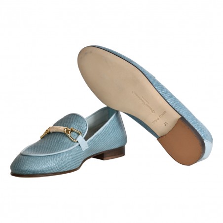 MOCASSINO RAFFIA CON MORSETTO POESIE VENEZIANE JJA8 CIELO