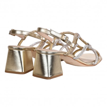 SANDALO LAMINATO CON STRASS PASQUINI 2594 PLATINO