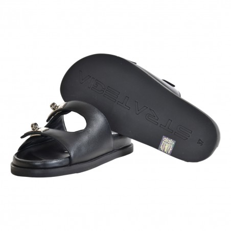 CIABATTA IN PELLE CON ACCESSORI STRATEGIA F65 BLACK