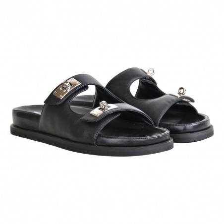CIABATTA IN PELLE CON ACCESSORI STRATEGIA F65 BLACK