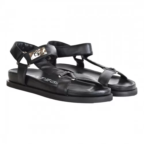 SANDALO IN PELLE STRATEGIA F66 BLACK