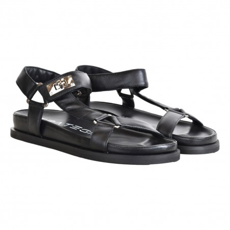 SANDALO IN PELLE STRATEGIA F66 BLACK
