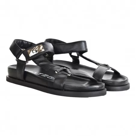 SANDALO IN PELLE STRATEGIA F66 BLACK