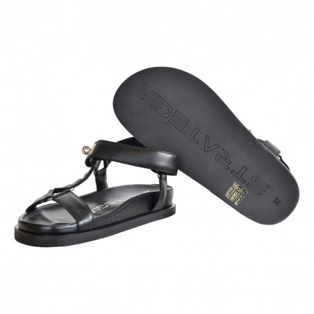 SANDALO IN PELLE STRATEGIA F66 BLACK
