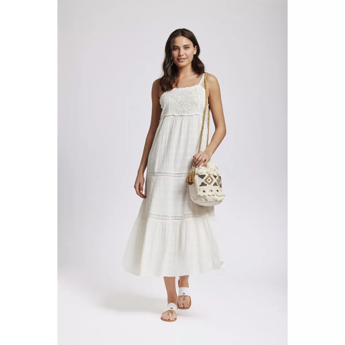 CLOTILDE MAXI ABITO ICONIQUE 011 OFFWHITE