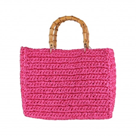 BORSA RETTANGOLARE MEDIA CON MANICI IN BAMBOO CHICA LUNA FUXIA