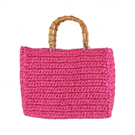 BORSA RETTANGOLARE MEDIA CON MANICI IN BAMBOO CHICA LUNA FUXIA