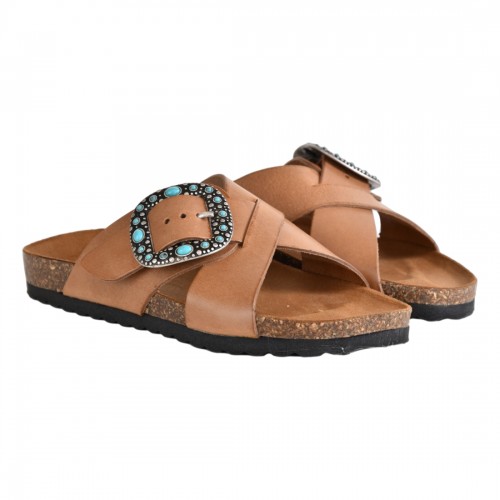 CIABATTA FIBBIA KBR SHOES IBIZA MARRONE