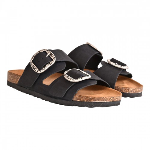CIABATTA DOPPIA FIBBIA KBR SHOES OSAKA NERO