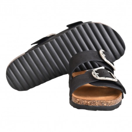 CIABATTA DOPPIA FIBBIA KBR SHOES OSAKA NERO