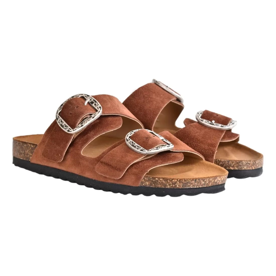 CIABATTA DOPPIA FIBBIA KBR SHOES OSAKA TABACCO