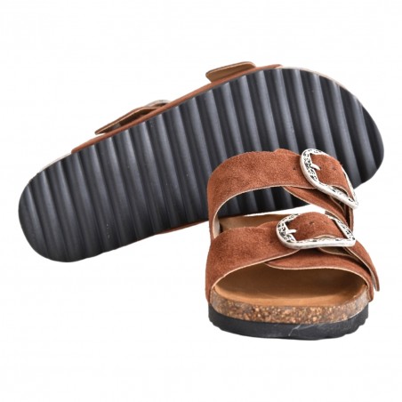 CIABATTA DOPPIA FIBBIA KBR SHOES OSAKA TABACCO