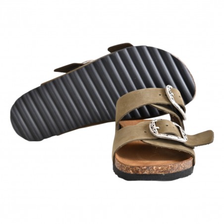 CIABATTA DOPPIA FIBBIA KBR SHOES OSAKA VERDE