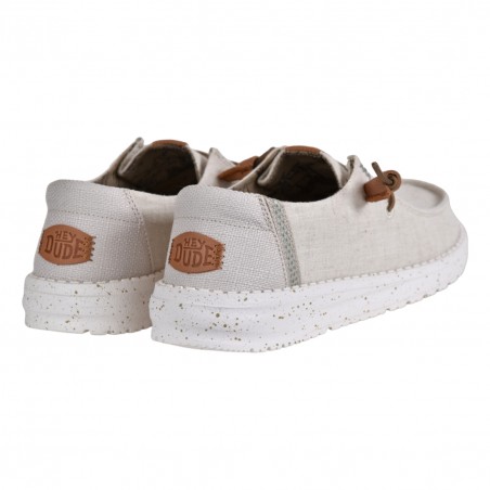 MOCASSINO LACCI CANVAS HEY DUDE WENDYWASHED CREAM