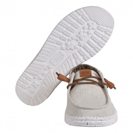 MOCASSINO LACCI CANVAS HEY DUDE WENDYWASHED CREAM