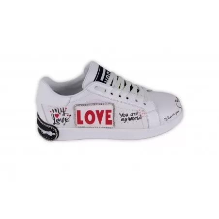 SNEAKERS SCRITTA LOVE / RISE 21GA-5093 BIANCO