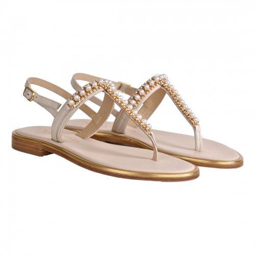 SANDALO MICROCRISTALLI PERLE PAOLA FIORENZA FB1039 COCO