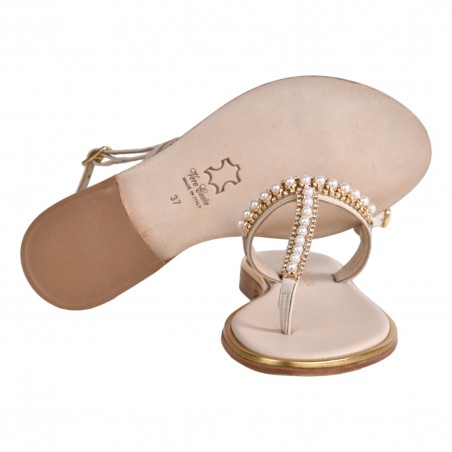 SANDALO MICROCRISTALLI PERLE PAOLA FIORENZA FB1039 COCO