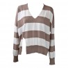 MAGLIA V M/L RIGHE SO ALLURE R4028 CAPPUCCINO