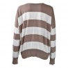 MAGLIA V M/L RIGHE SO ALLURE R4028 CAPPUCCINO