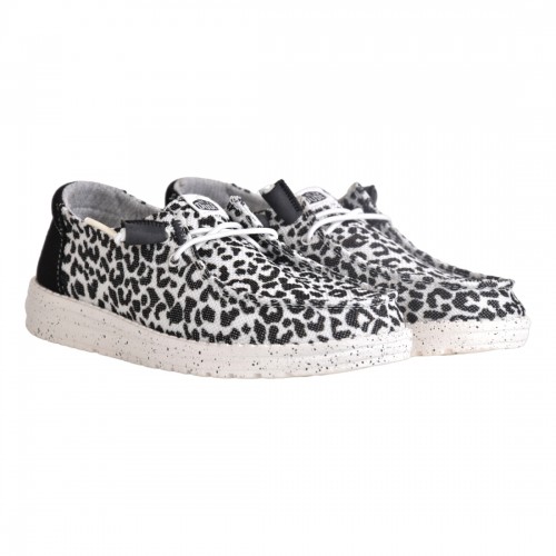 MOCASSINO LACCI IN TESSUTO HEY DUDE WENDYLEOPARD BLK/GREY