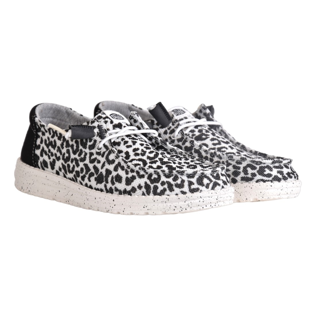 MOCASSINO LACCI IN TESSUTO HEY DUDE WENDYLEOPARD BLK/GREY