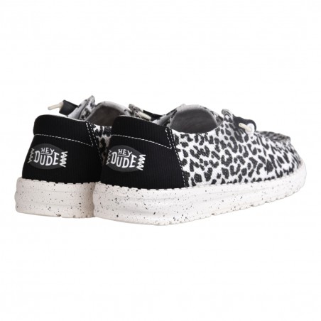 MOCASSINO LACCI IN TESSUTO HEY DUDE WENDYLEOPARD BLK/GREY