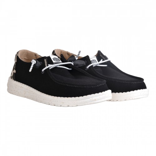 MOCASSINO LACCI IN TESSUTO HEY DUDE WENDYLEOPARD BLK/LEOP