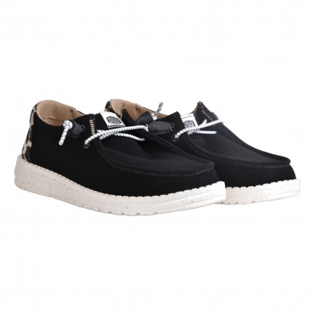 MOCASSINO LACCI IN TESSUTO HEY DUDE WENDYLEOPARD BLK/LEOP