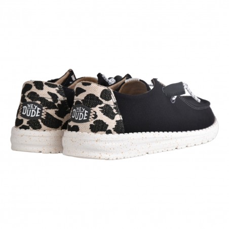 MOCASSINO LACCI IN TESSUTO HEY DUDE WENDYLEOPARD BLK/LEOP