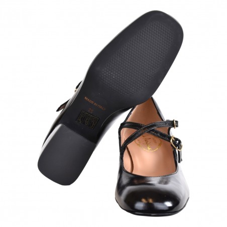 DECOLLETE DOPPIO CINTURINO LA PARIGINA D6402-M NERO