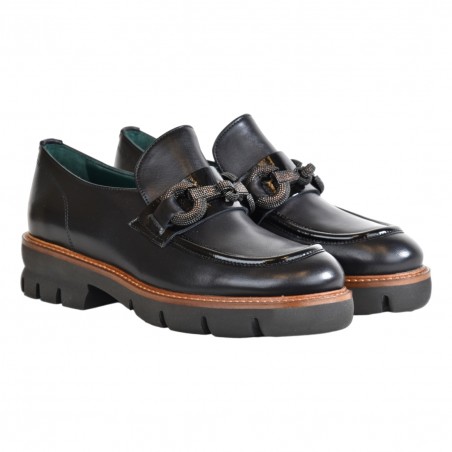 MOCASSINO IN PELLE CON MORSETTO LA PARIGINA 324/435/24 NERO