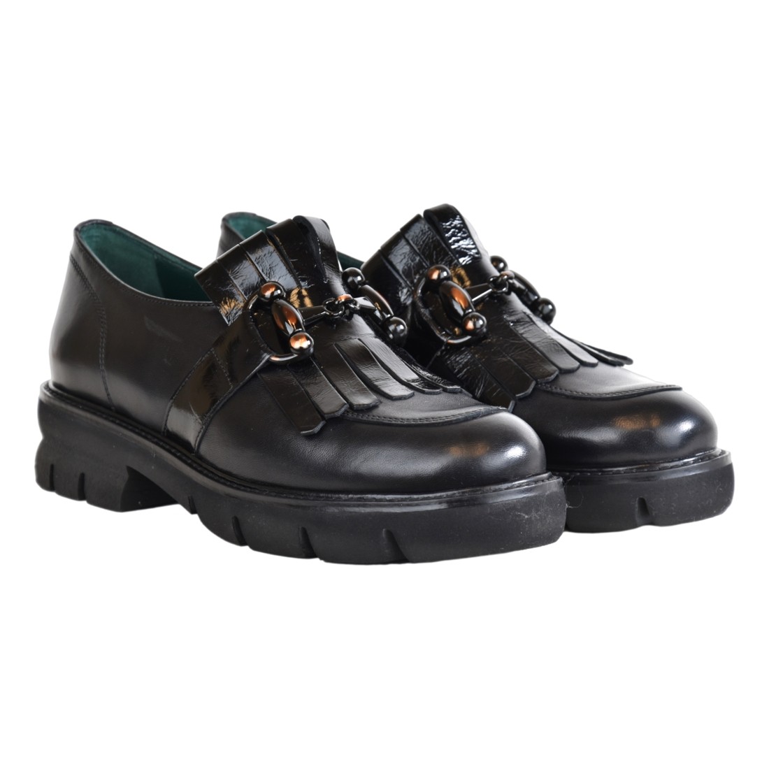 MOCASSINO CON MORSETTO E FRANGIA LA PARIGINA 338/435 NERO