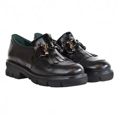 MOCASSINO CON MORSETTO E FRANGIA LA PARIGINA 338/435 NERO