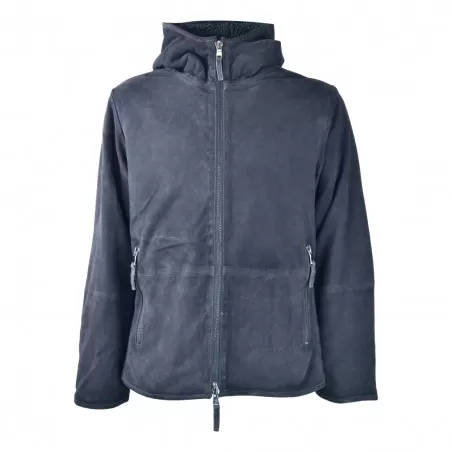 MAN GOAT SUEDE LEATHER JACKET BULLY 5625 BLU/MORO