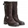 STIVALETTO BIKER ZIP E FIBBIE STRATEGIA A5738 EBANO