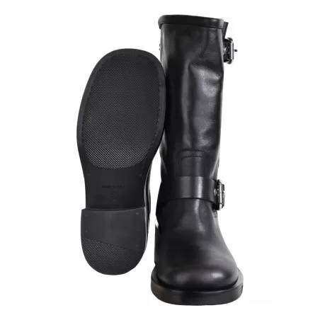 STIVALETTO BIKER ZIP E FIBBIE STRATEGIA A5738 NERO