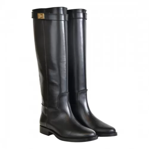 STIVALE CAVALLERIZZA CON LUCCHETTO ORO VIA ROMA 15 3820 NERO