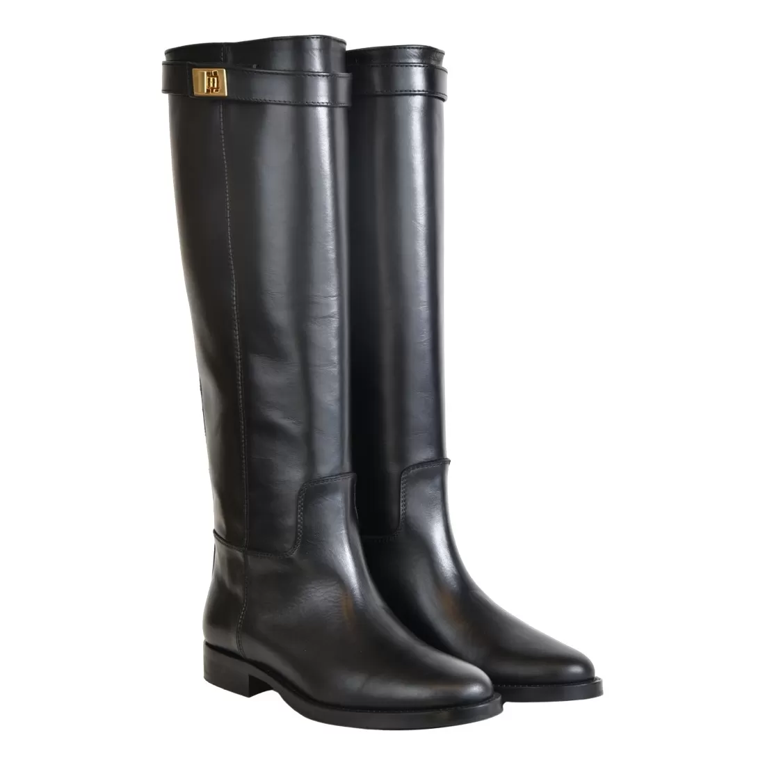 STIVALE CAVALLERIZZA CON LUCCHETTO ORO VIA ROMA 15 3820 NERO